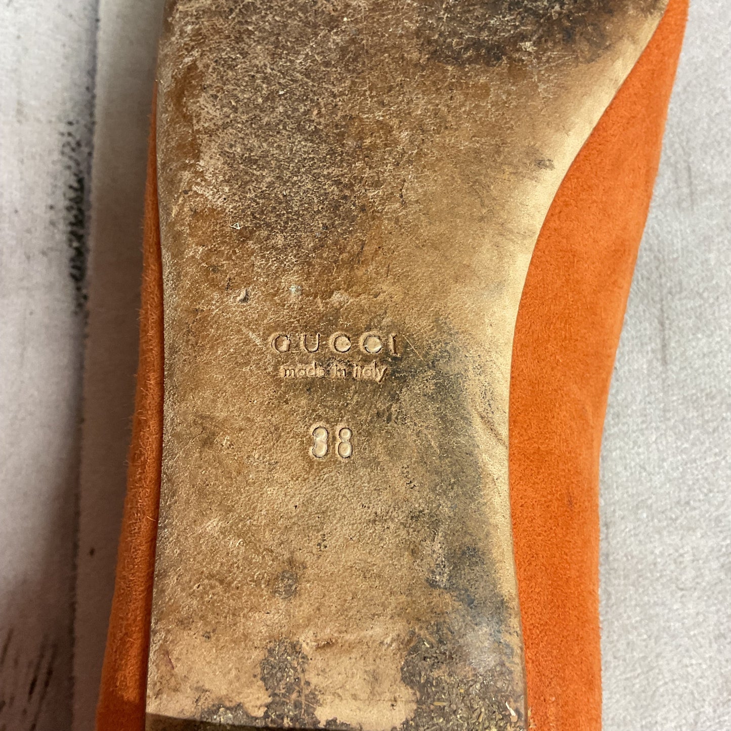 Shoes Luxury Designer By Gucci In Orange, Size:38