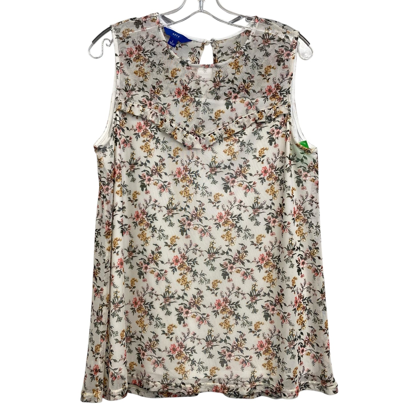 Top Sleeveless By Apt 9 In Floral Print, Size:L