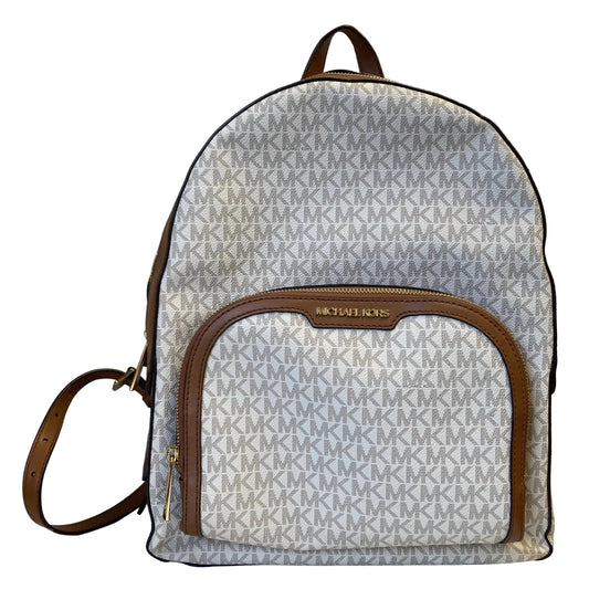Backpack Designer By Michael Kors In Brown & White, Size:Large