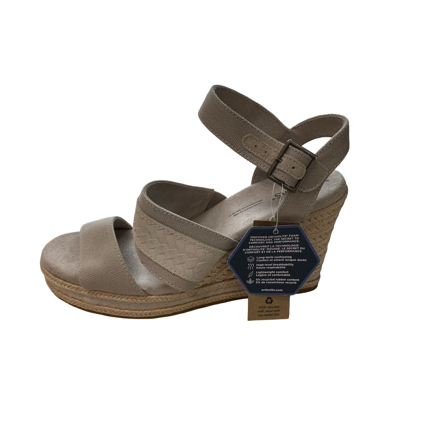 Sandals Heels Wedge By Toms In Grey, Size:6.5