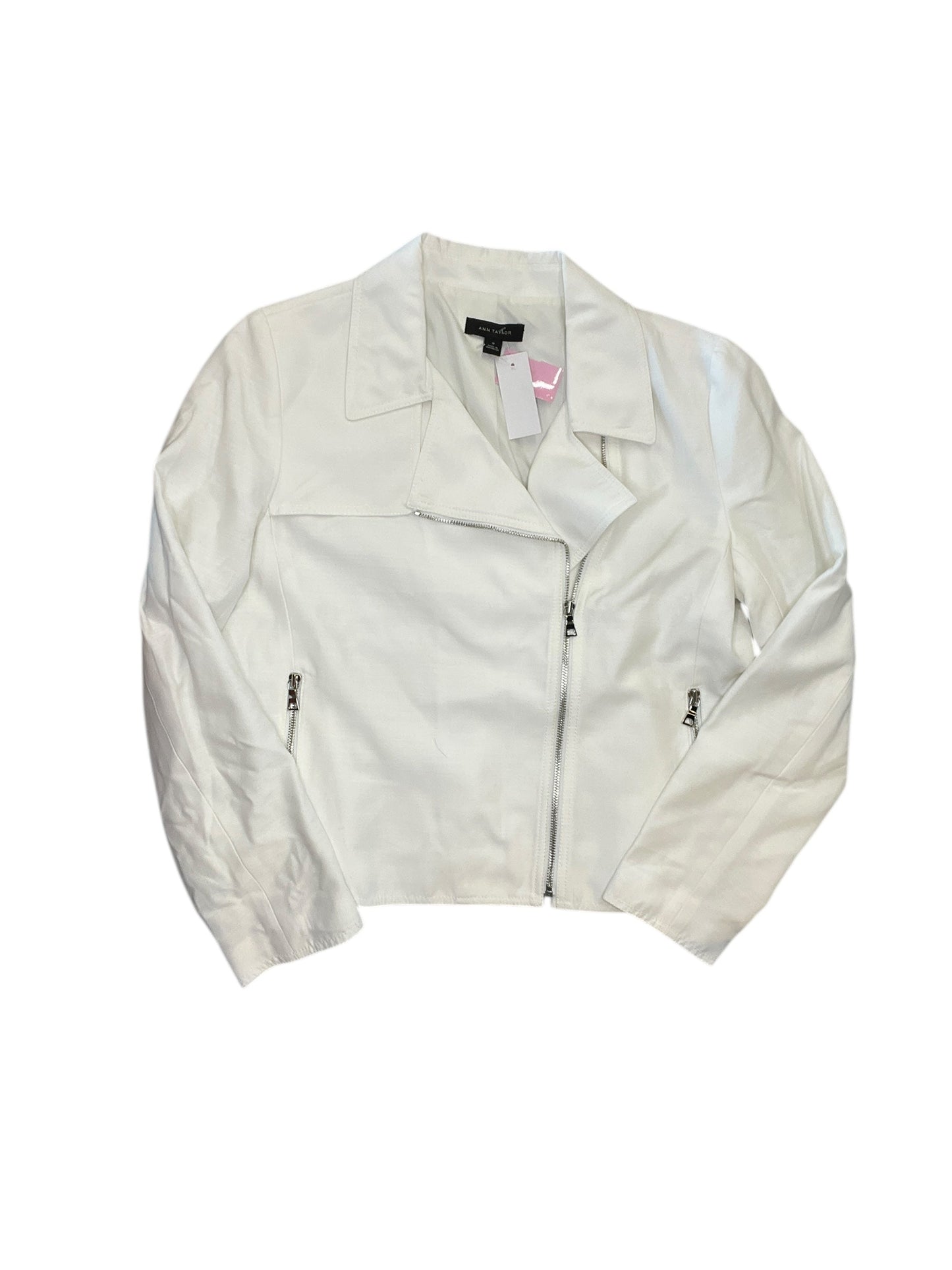 Jacket Moto By Ann Taylor In White, Size:M