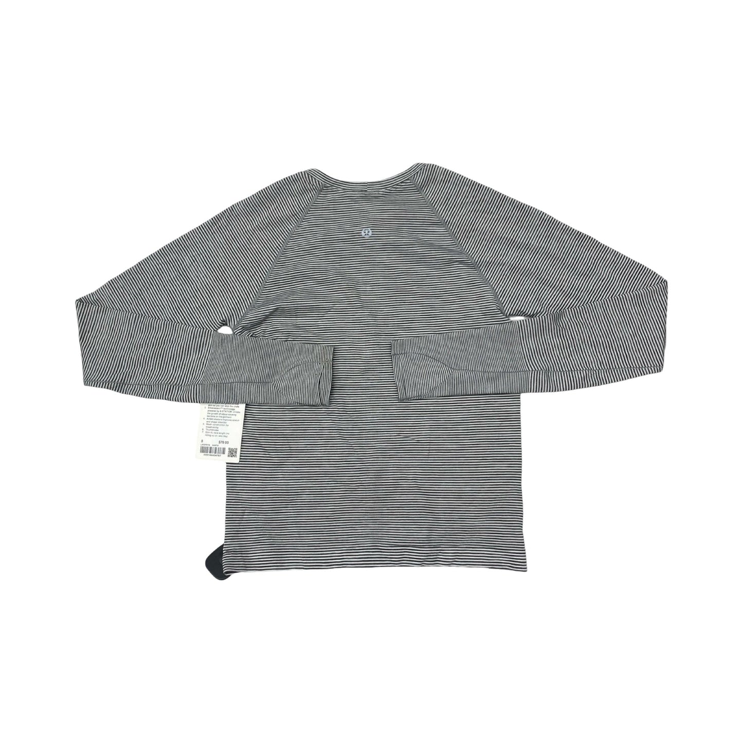 Athletic Top Ls Crewneck By Lululemon In Striped Pattern, Size:8