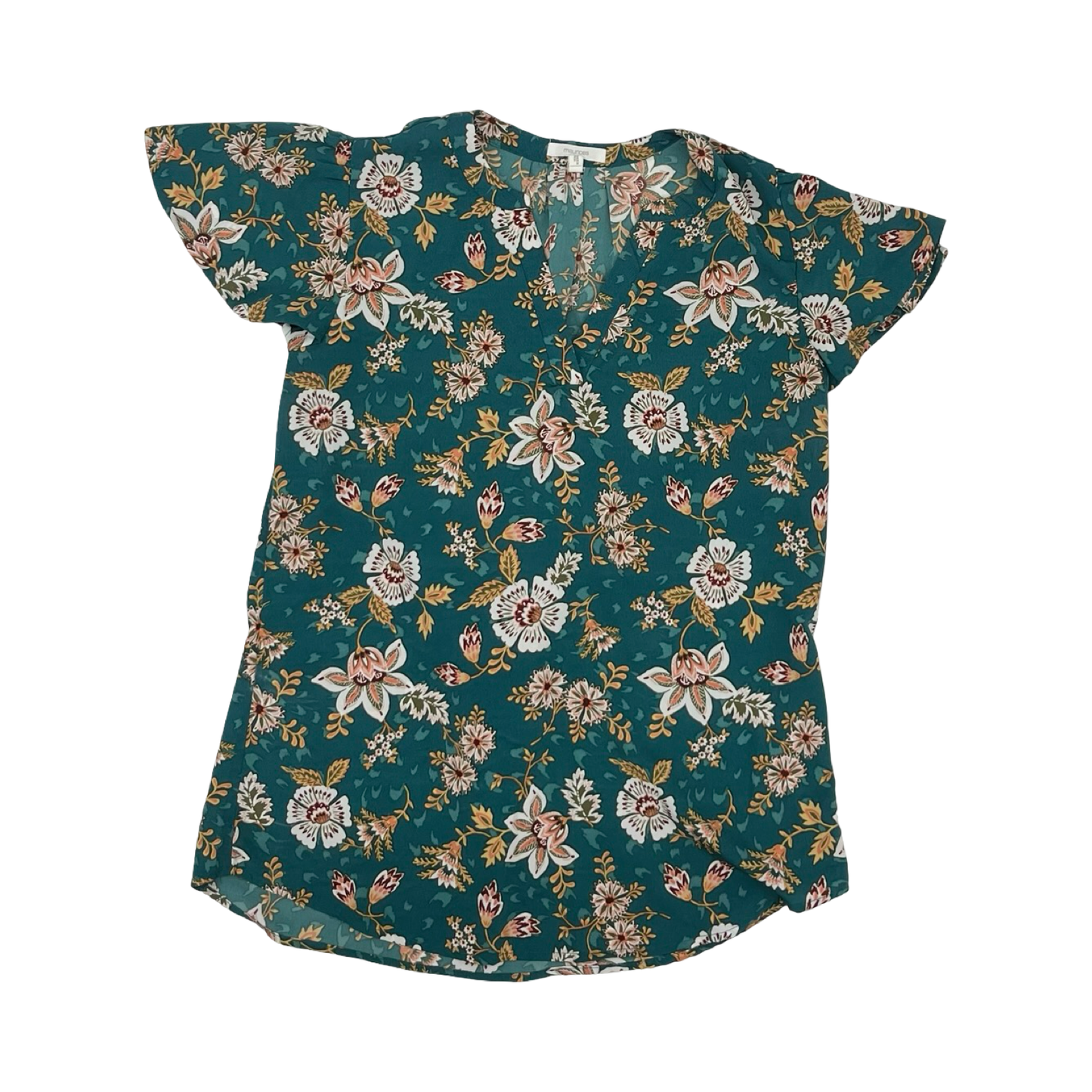 Blouse Ss By Maurices In Green & Tan, Size:Xs