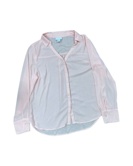 Blouse Ls By Liz Claiborne In Pink, Size:L
