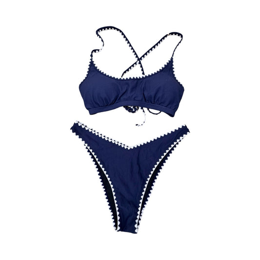 Swimsuit 2Pc By BERLOOK In Blue & White, Size:Xl
