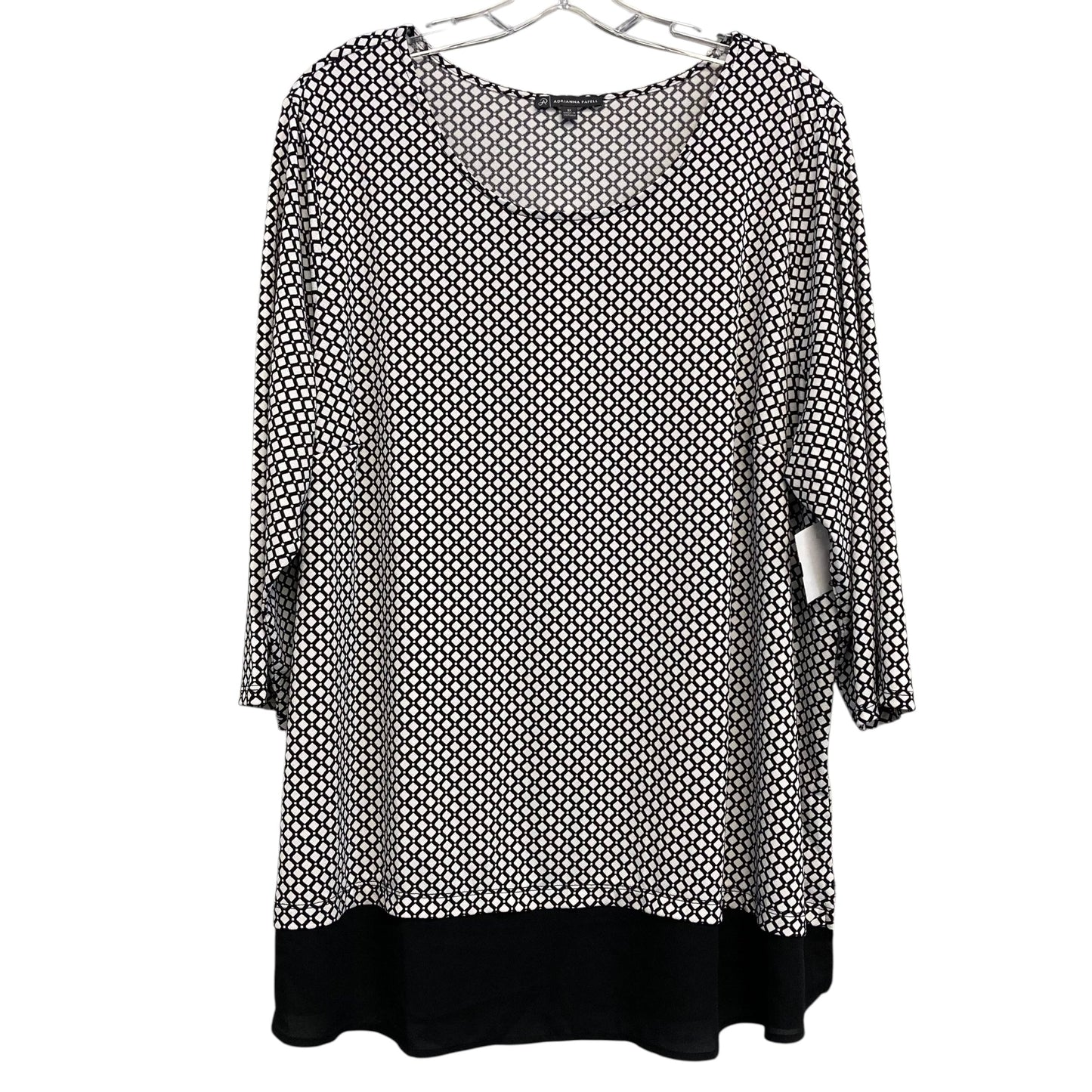 Top Ls By Adrianna Papell In Black & White, Size:3X