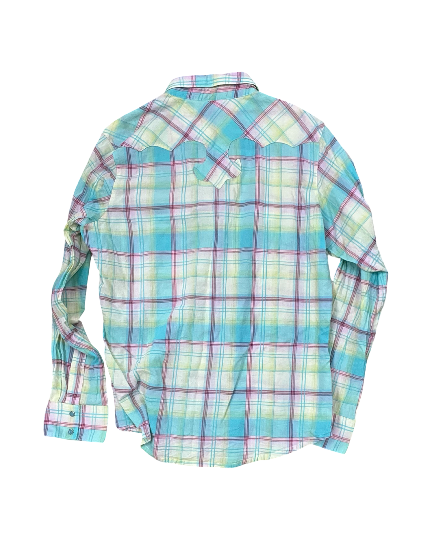 Blouse Ls By Wrangler In Green & Pink, Size:L