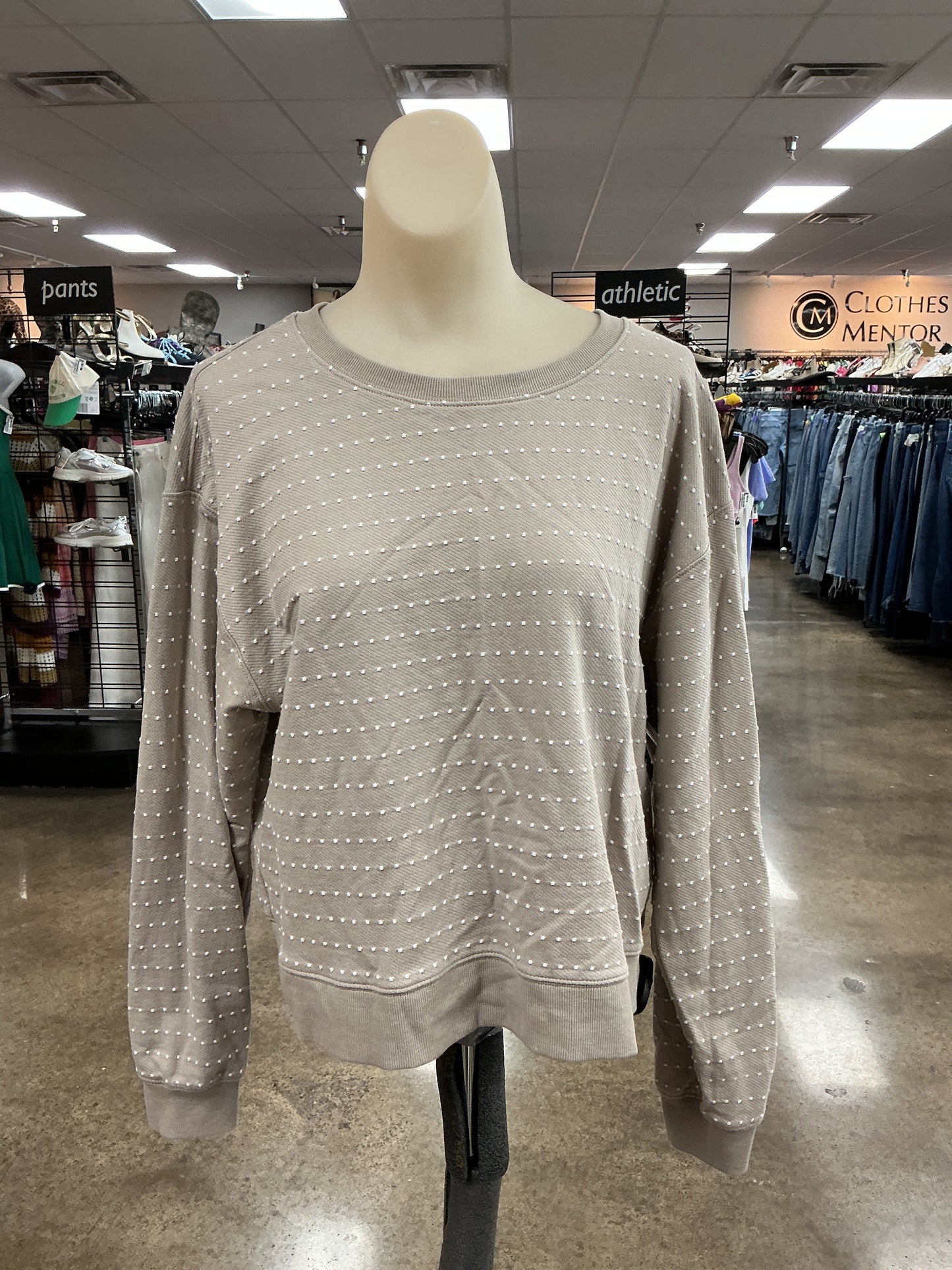 Sweatshirt Crewneck By Lou And Grey In Tan & White, Size:M