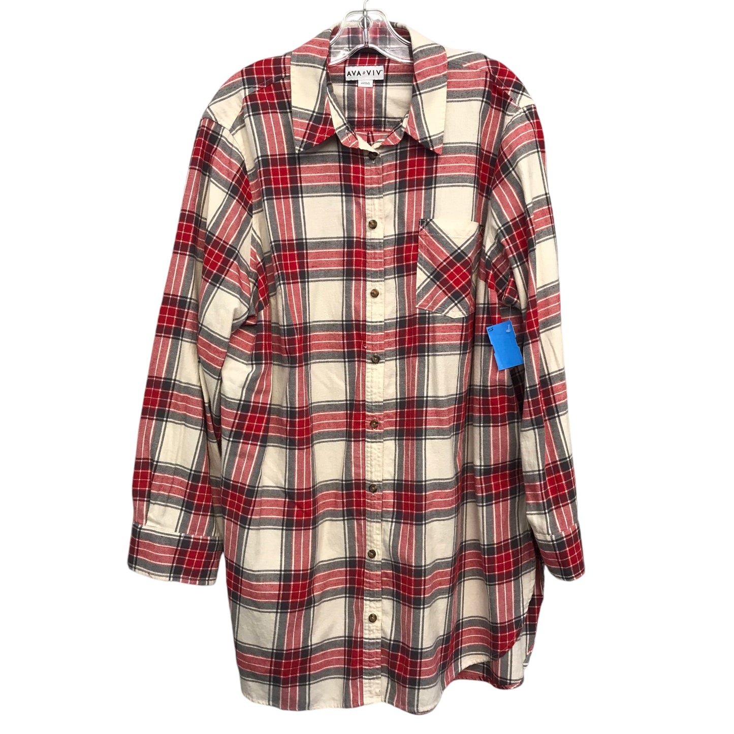 Top Ls By Ava & Viv In Plaid Pattern, Size:2X