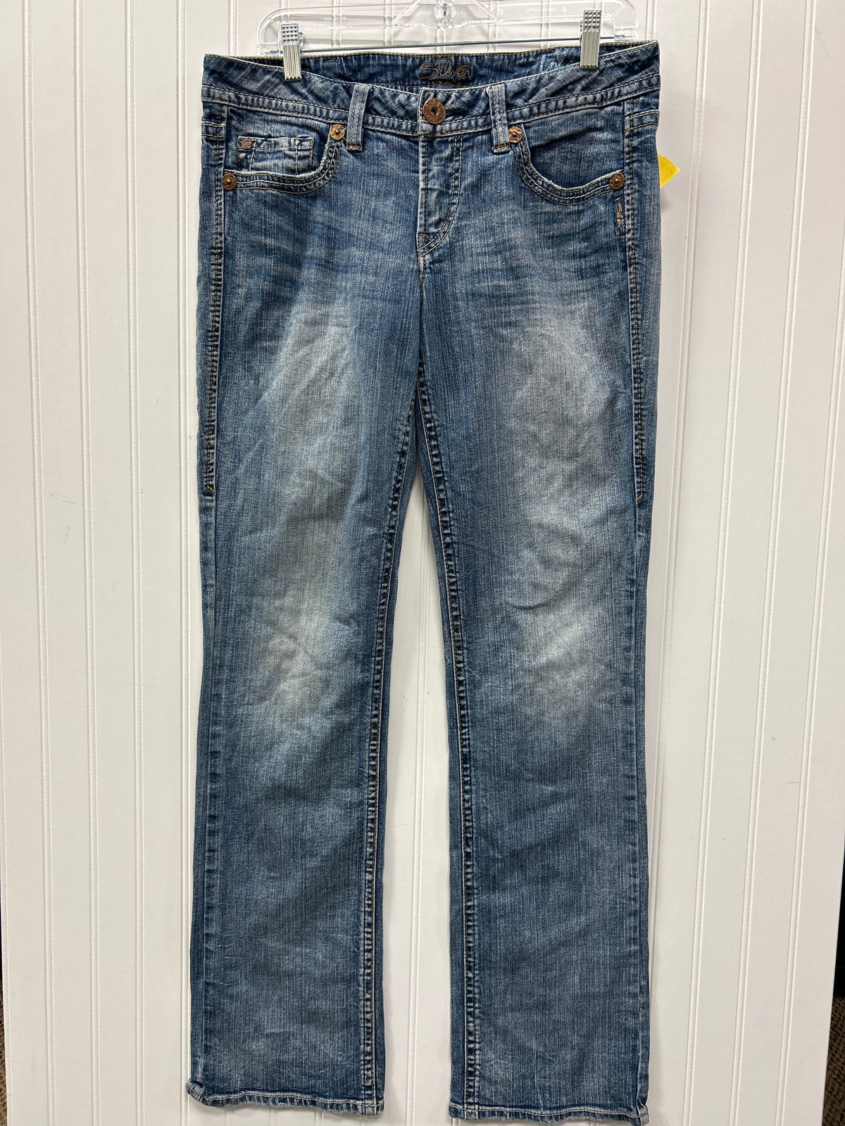 Jeans Straight By Silver In Blue Denim, Size:12