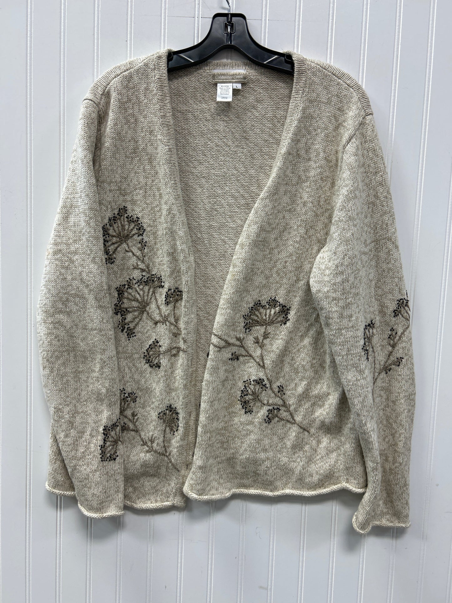 Sweater Cardigan By Coldwater Creek In Cream, Size:L