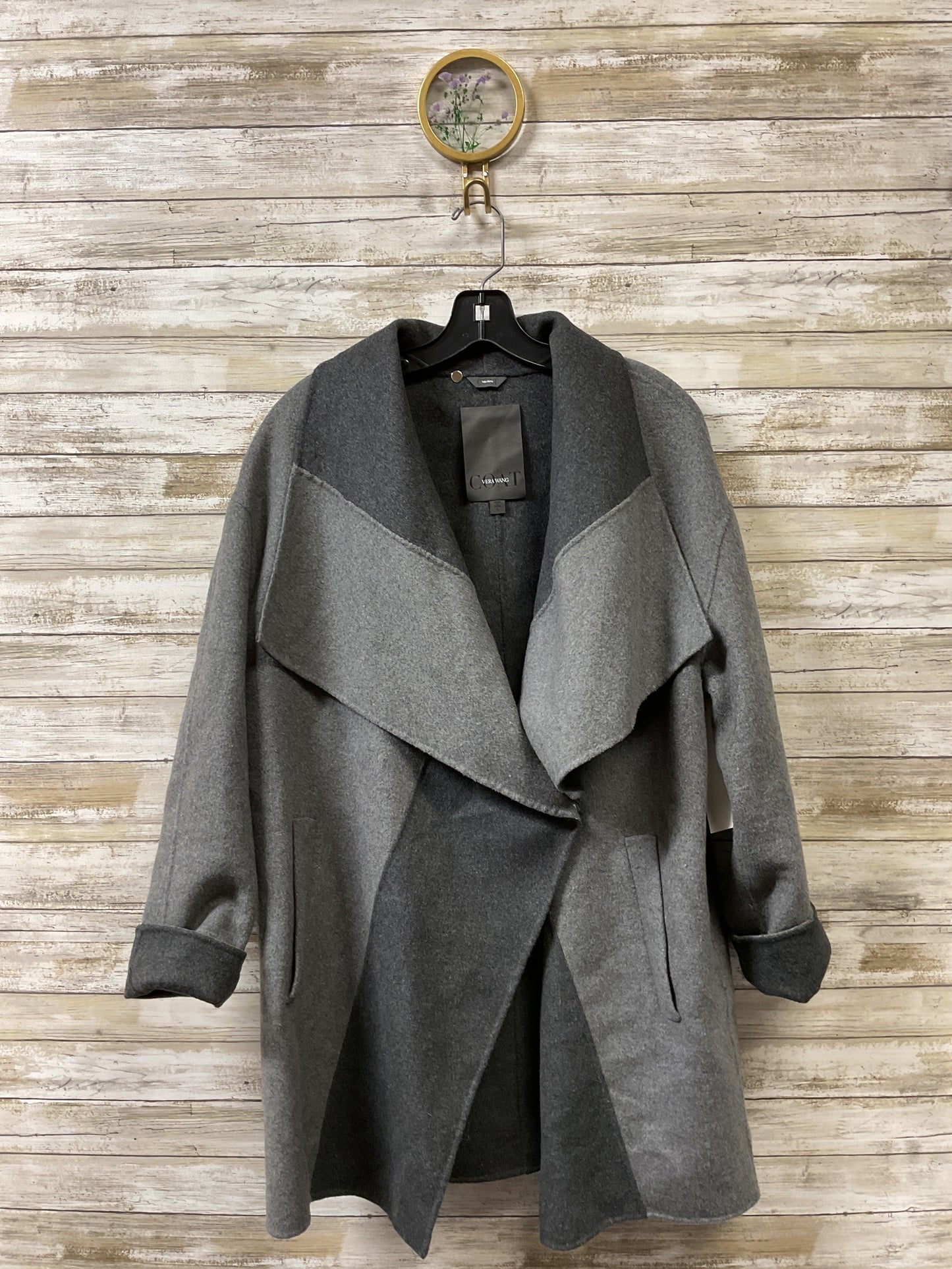 Coat Designer By Vera Wang In Grey, Size:L