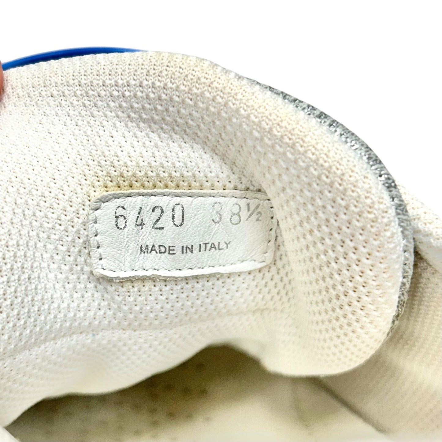 Shoes Luxury Designer By Prada In Grey & White, Size: 8.5