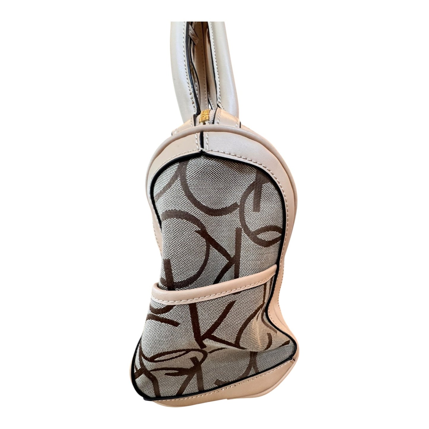 Handbag By Calvin Klein In Brown & Cream, Size:Medium