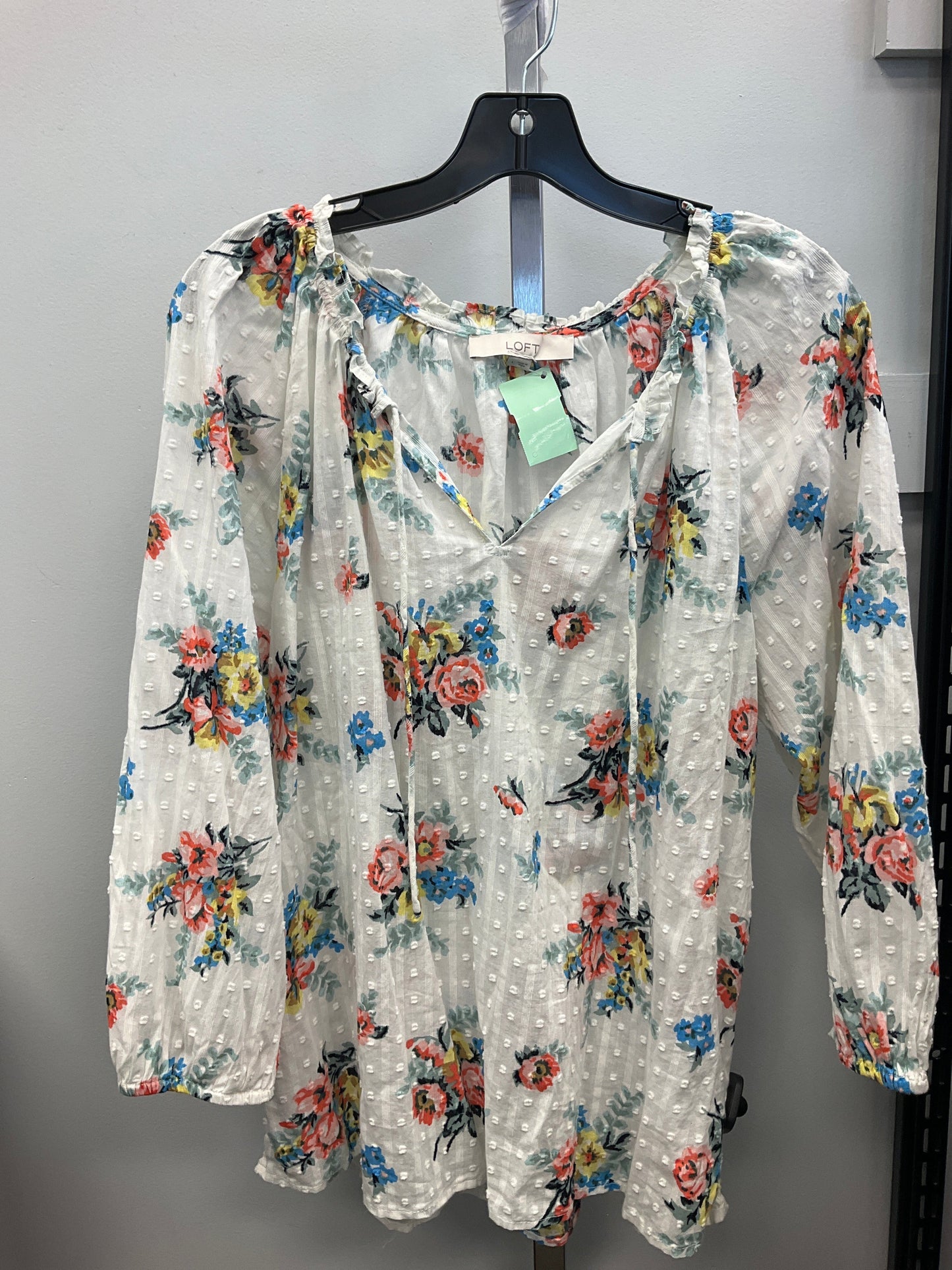 Top 3/4 Sleeve By Loft In Floral Print, Size:L