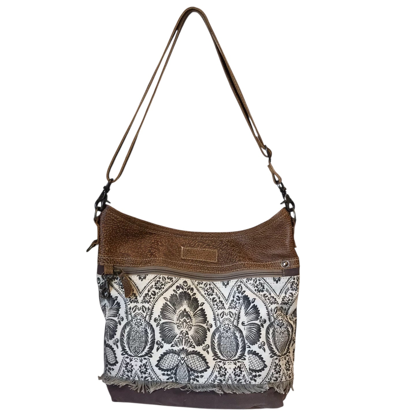 Crossbody By Myra In Brown & Cream, Size:Large