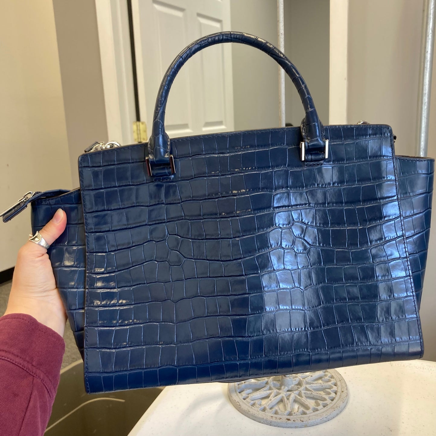 Tote Designer By Michael Kors In Blue, Size:Large