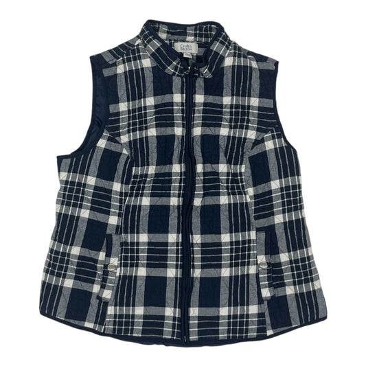 Vest Puffer & Quilted By Croft And Barrow In Blue & Cream, Size:L