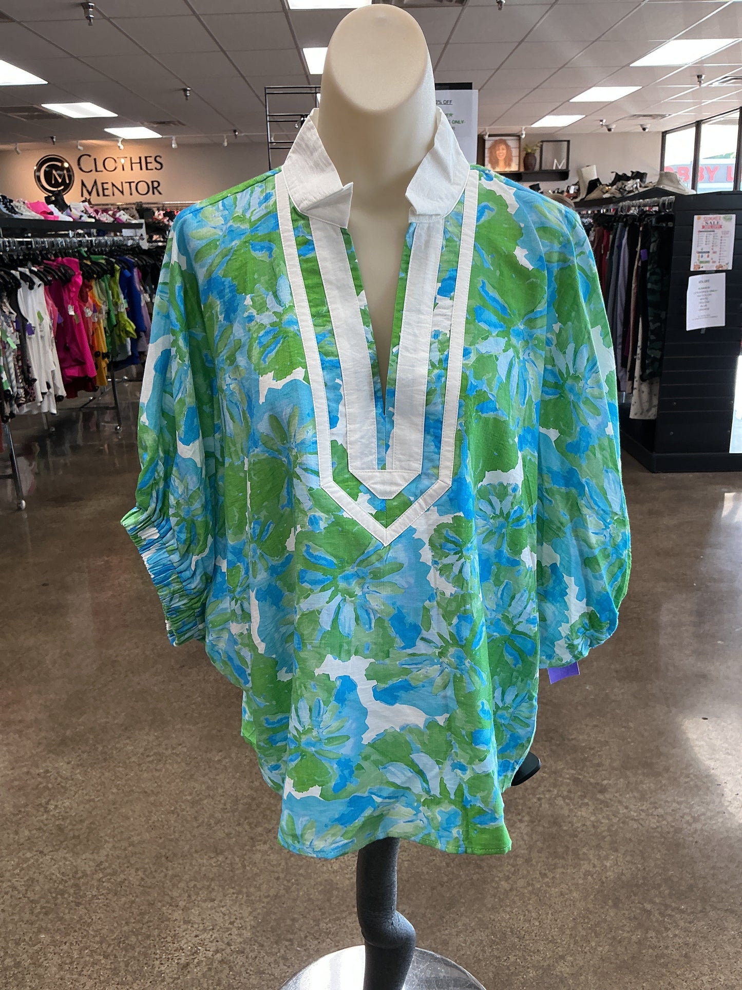 Top Ss By Entro In Blue & Green, Size:L