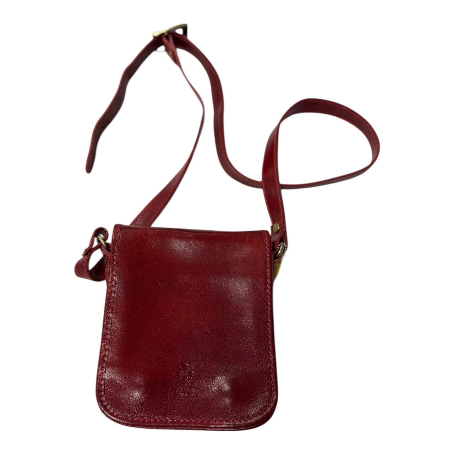 Crossbody Leather By Florence made in Italy  In Red, Size:Medium
