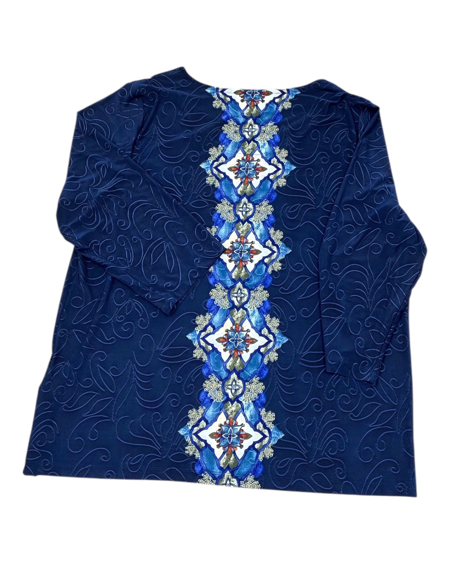 Top 3/4 Sleeve By Jm Collections In Blue, Size:2X