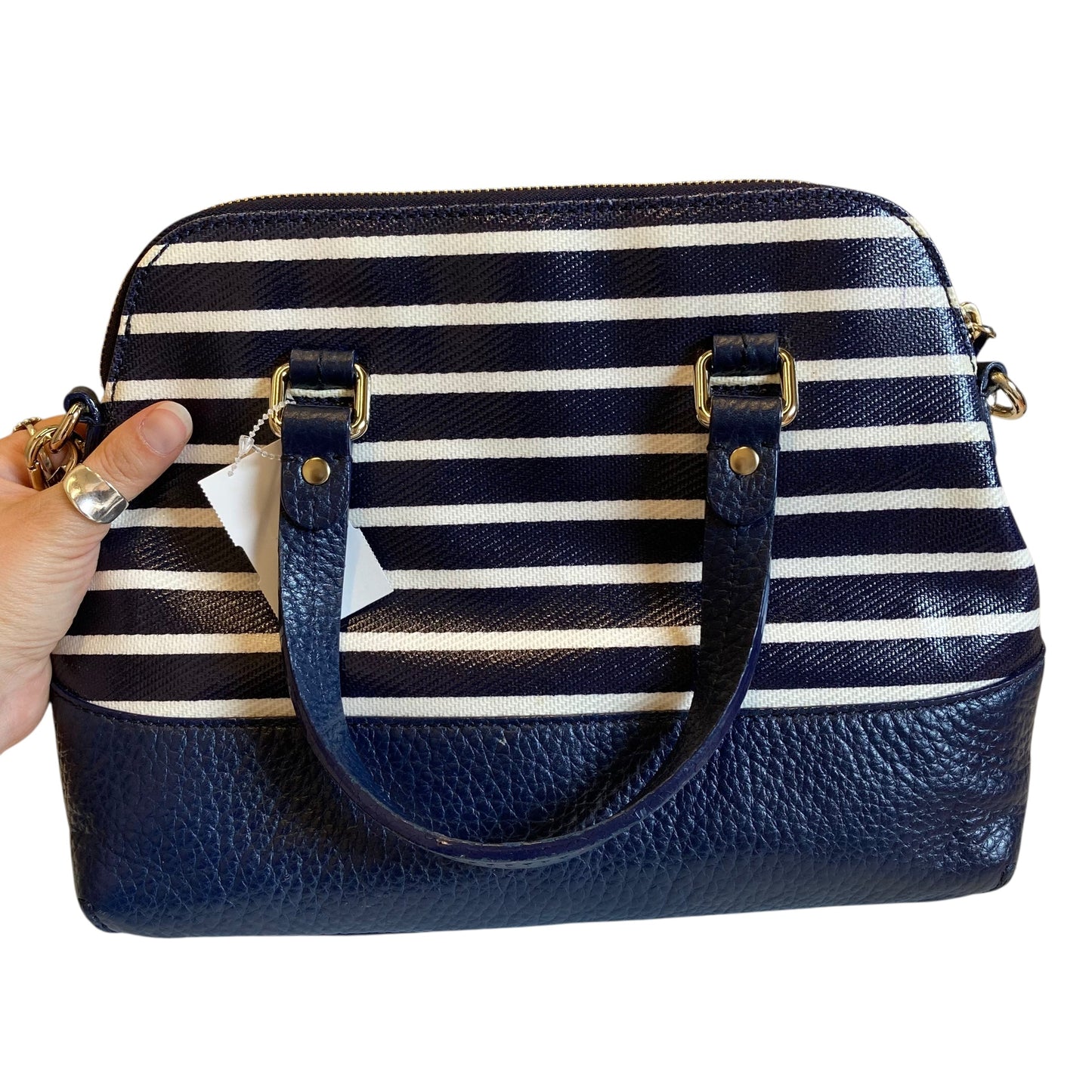 Handbag Designer By Kate Spade In Blue & White, Size:Medium