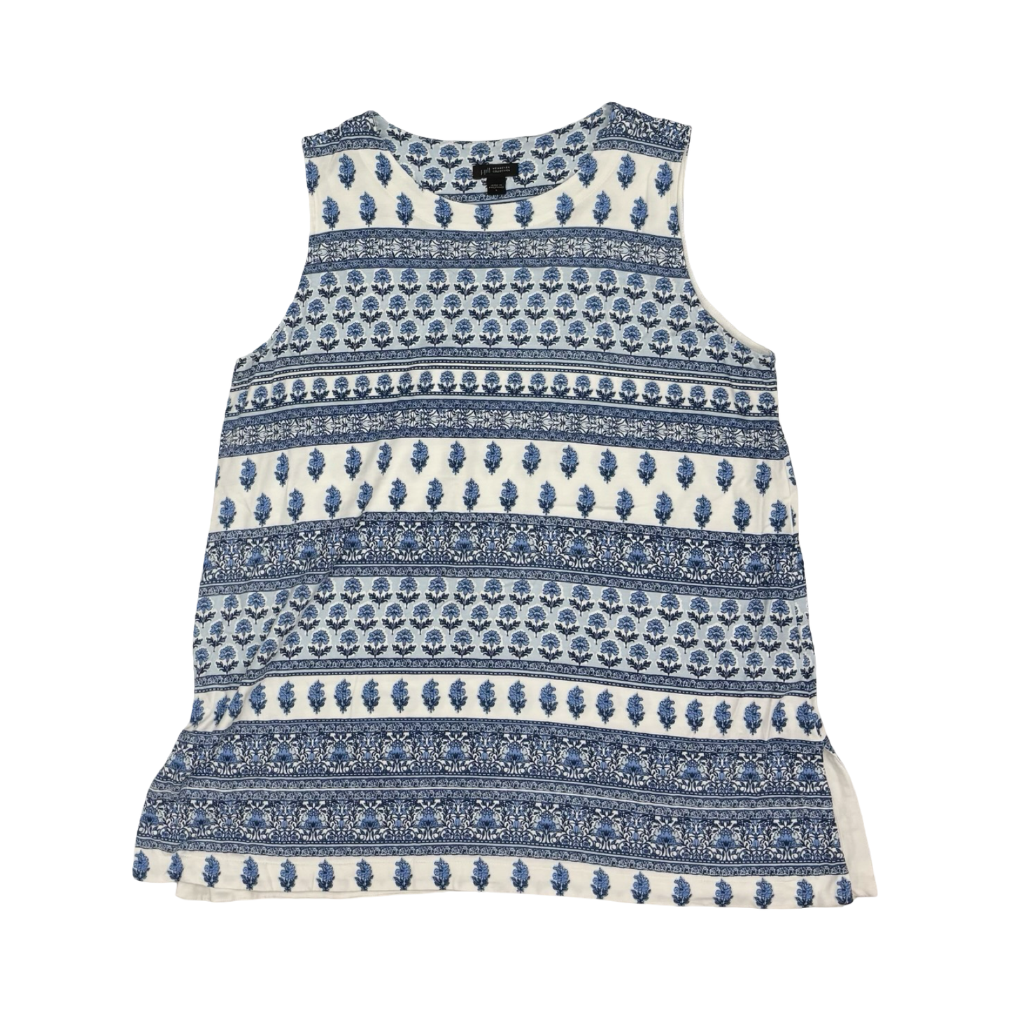 Top Sleeveless By J. Jill In Blue & White, Size:L