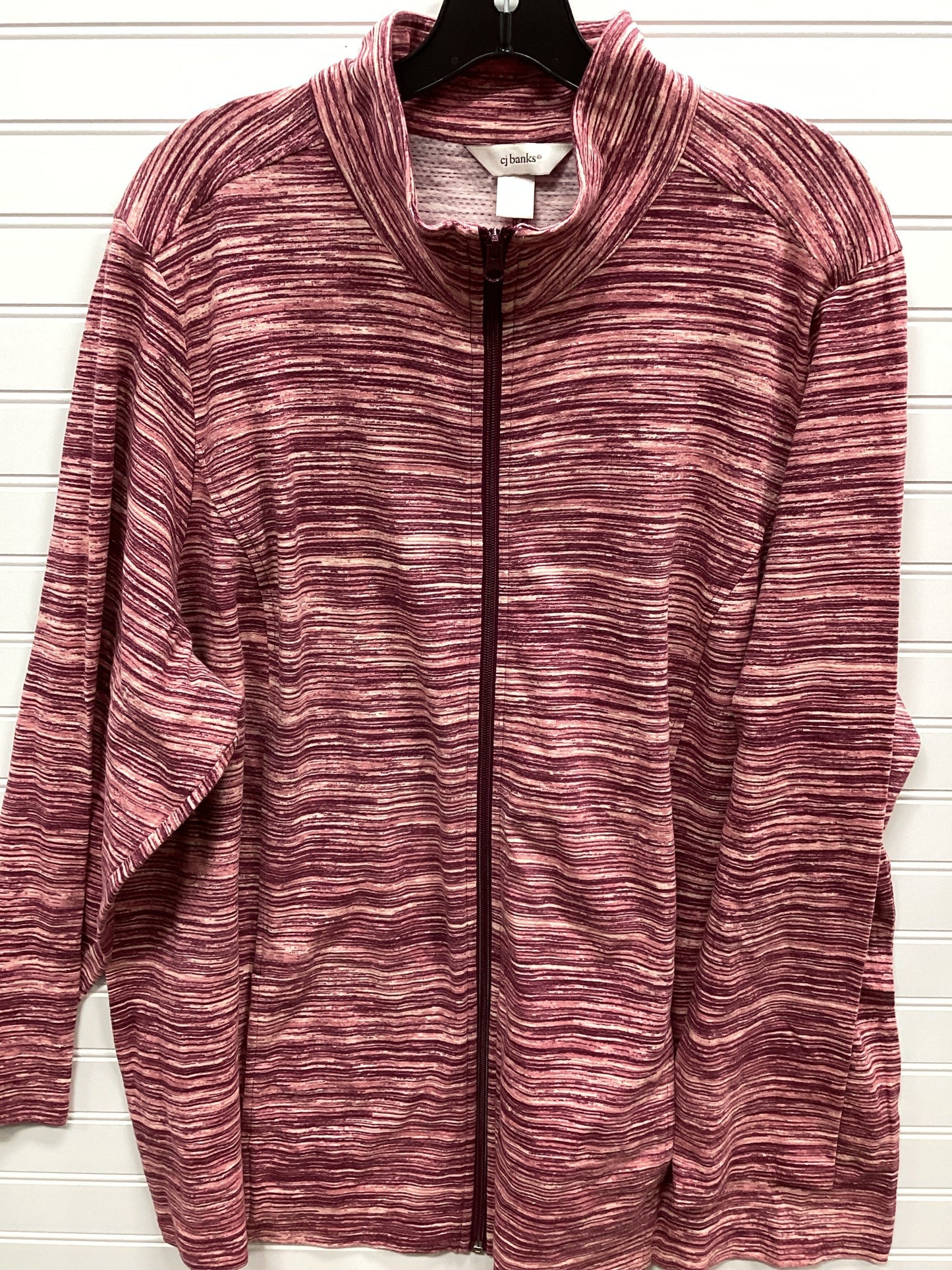Athletic Top Ls Collar By Cj Banks In Pink, Size:3X