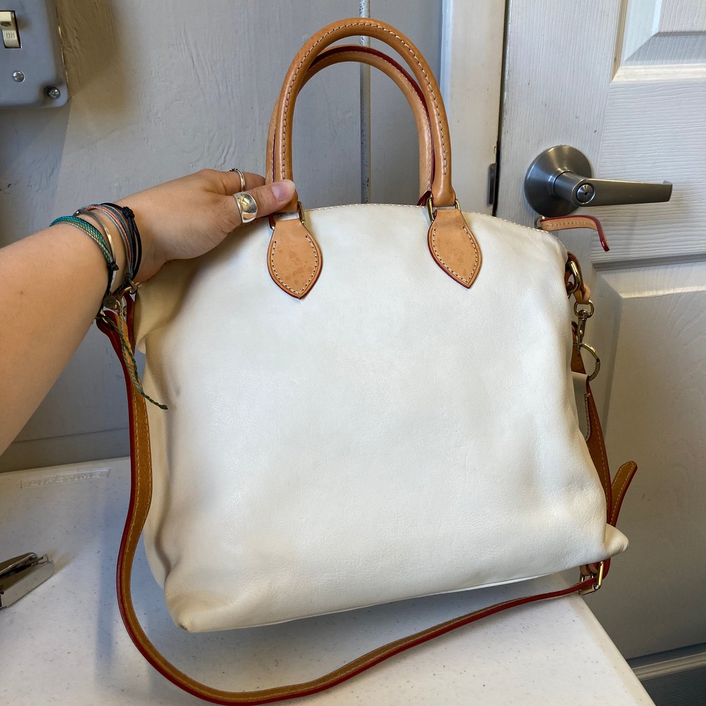 Crossbody Designer By Dooney And Bourke In White, Size:Medium