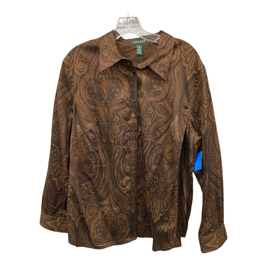 Top Ls By Lauren By Ralph Lauren In Brown, Size:2X