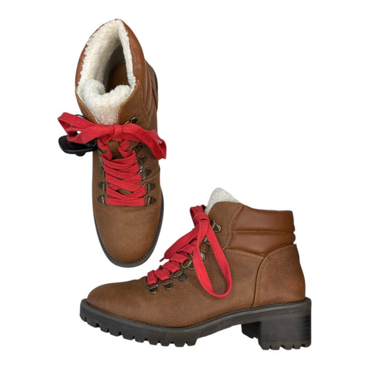 Boots Ankle Heels By True Craft In Tan, Size:7.5