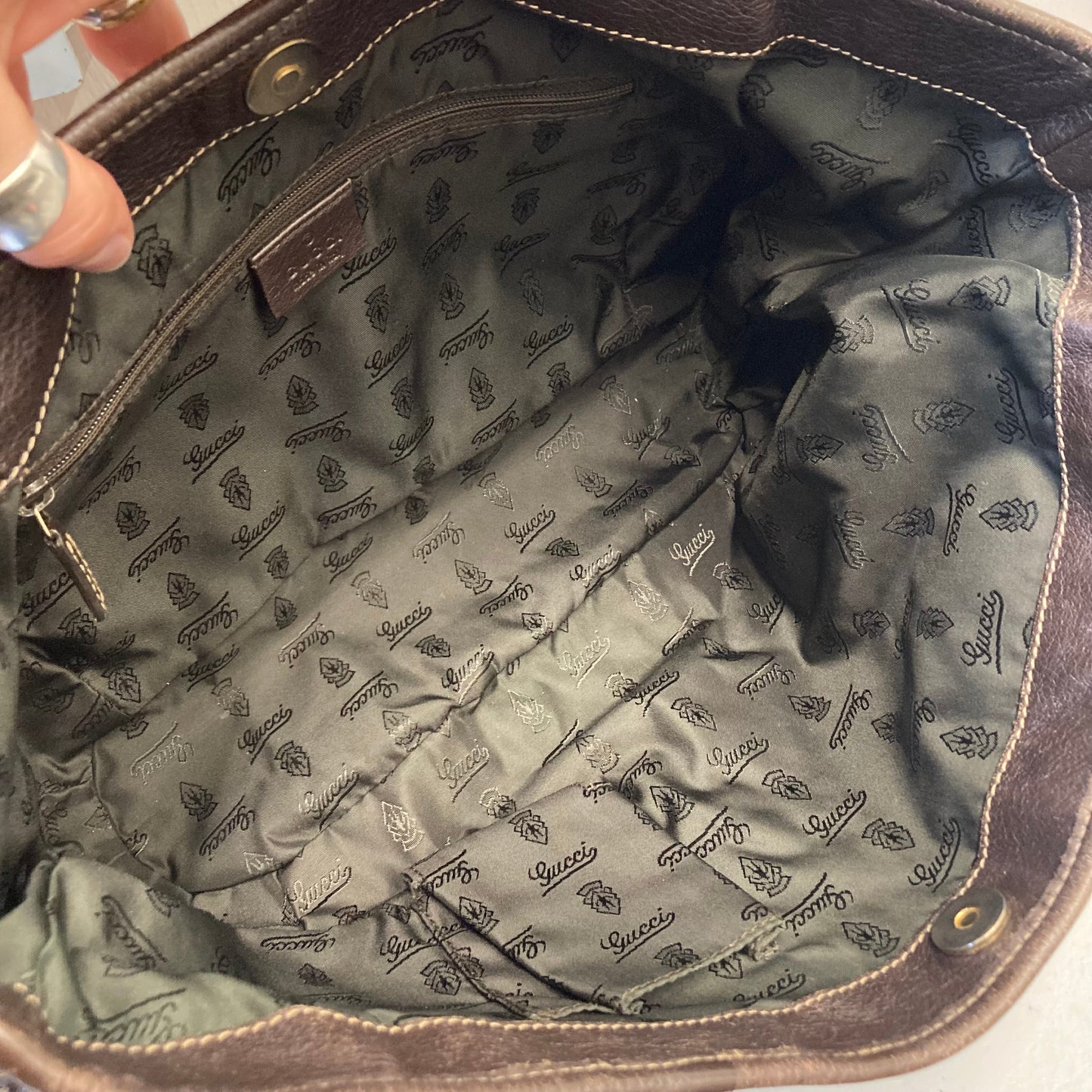 Handbag Luxury Designer By Gucci In Brown & Tan, Size:Medium