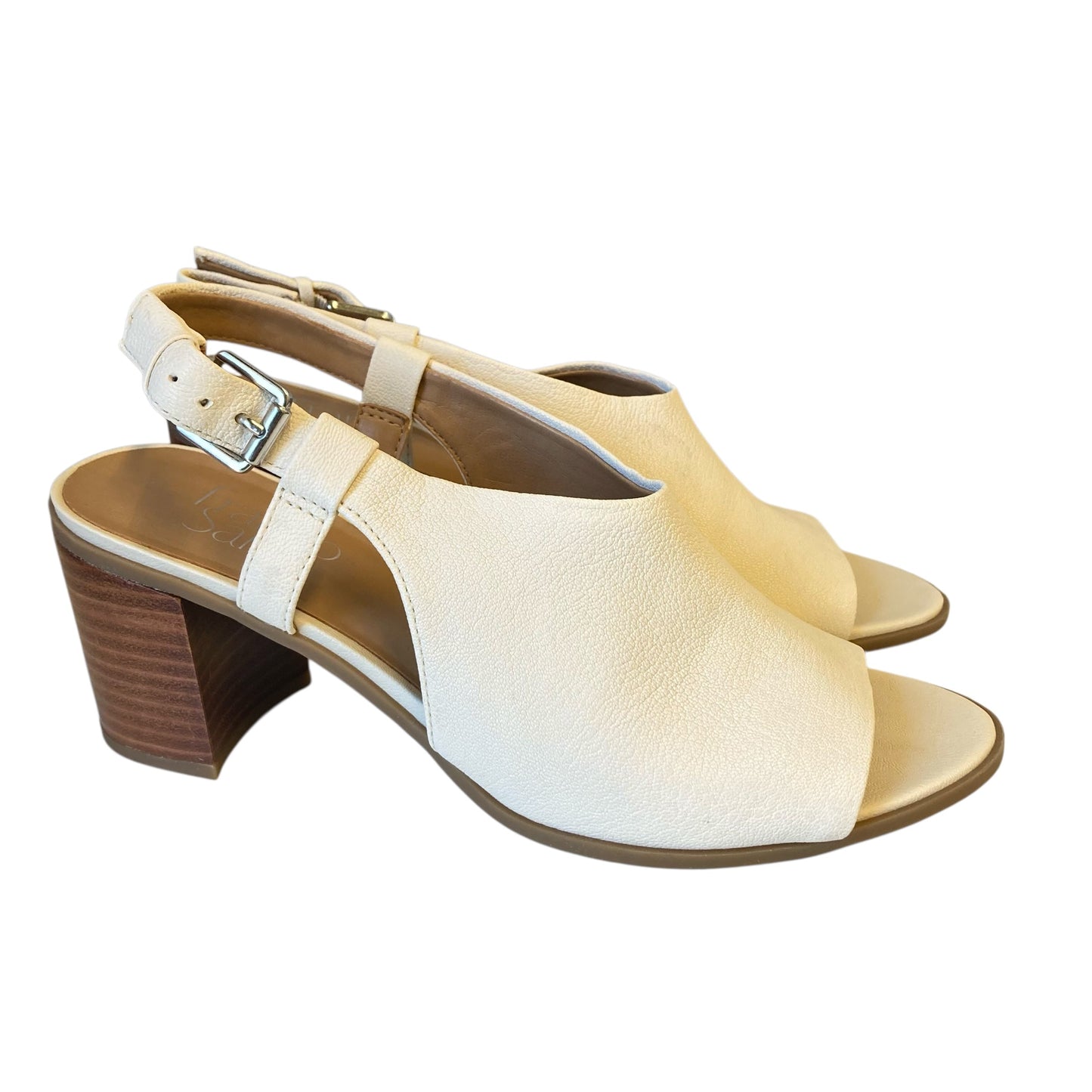 Sandals Heels Block By Franco Sarto In Cream, Size:7.5