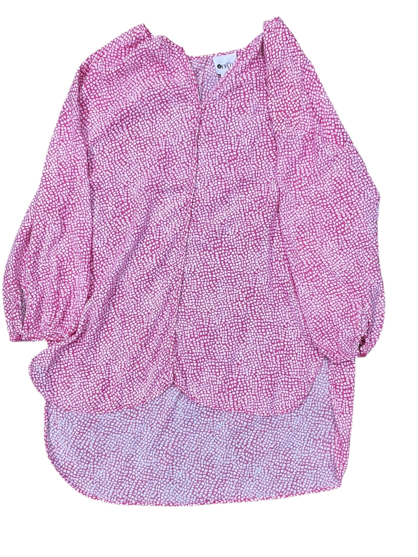 Top 3/4 Sleeve By Stylus In Pink & White, Size:M