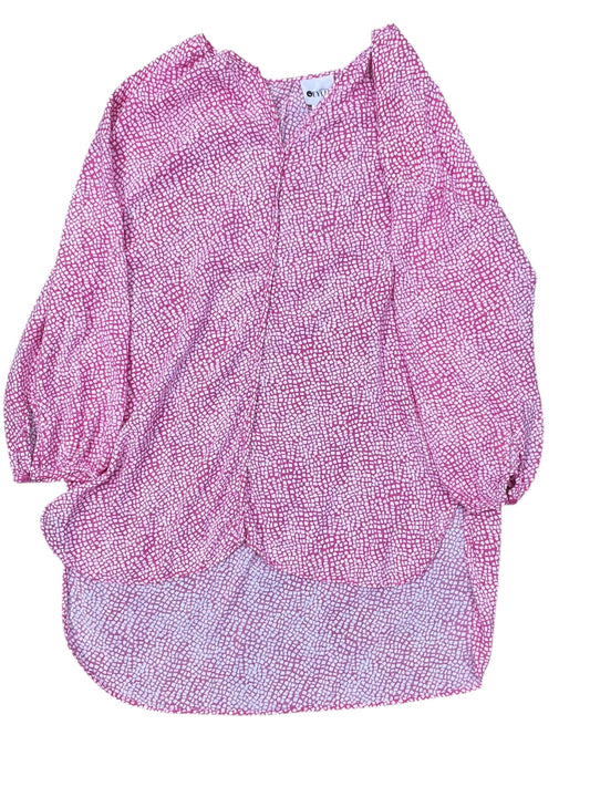 Top 3/4 Sleeve By Stylus In Pink & White, Size:M