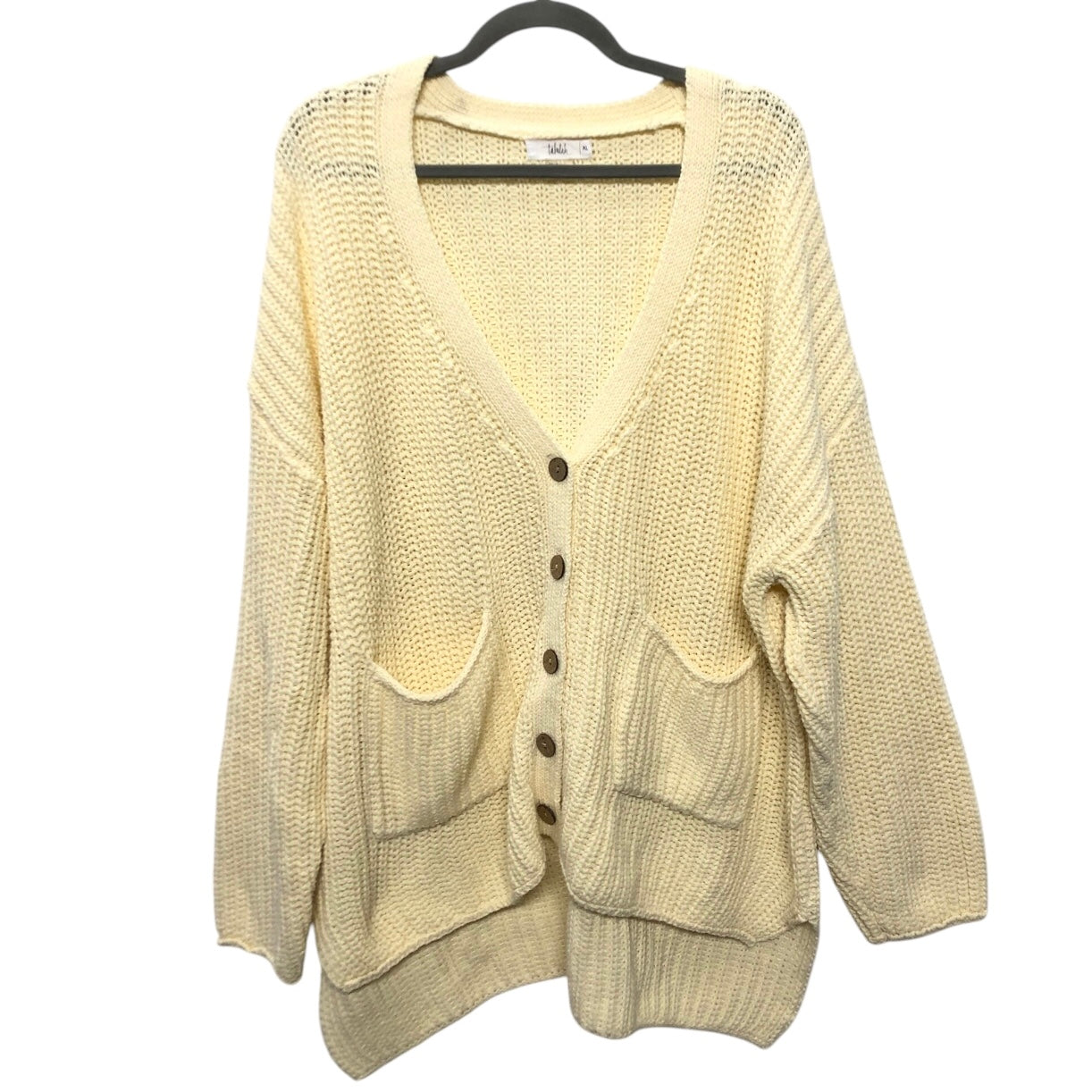 Sweater Cardigan By Clothes Mentor In Cream, Size:Xl