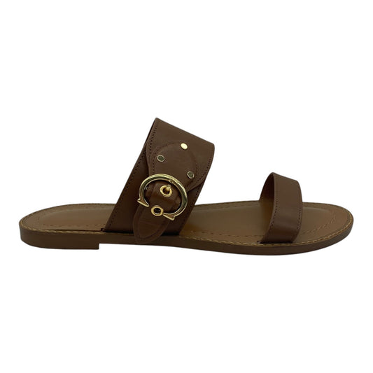 Sandals Designer By Coach In Brown, Size:6.5