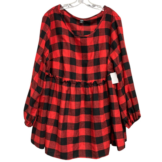 Top Ls By Shein In Black & Red, Size:3X
