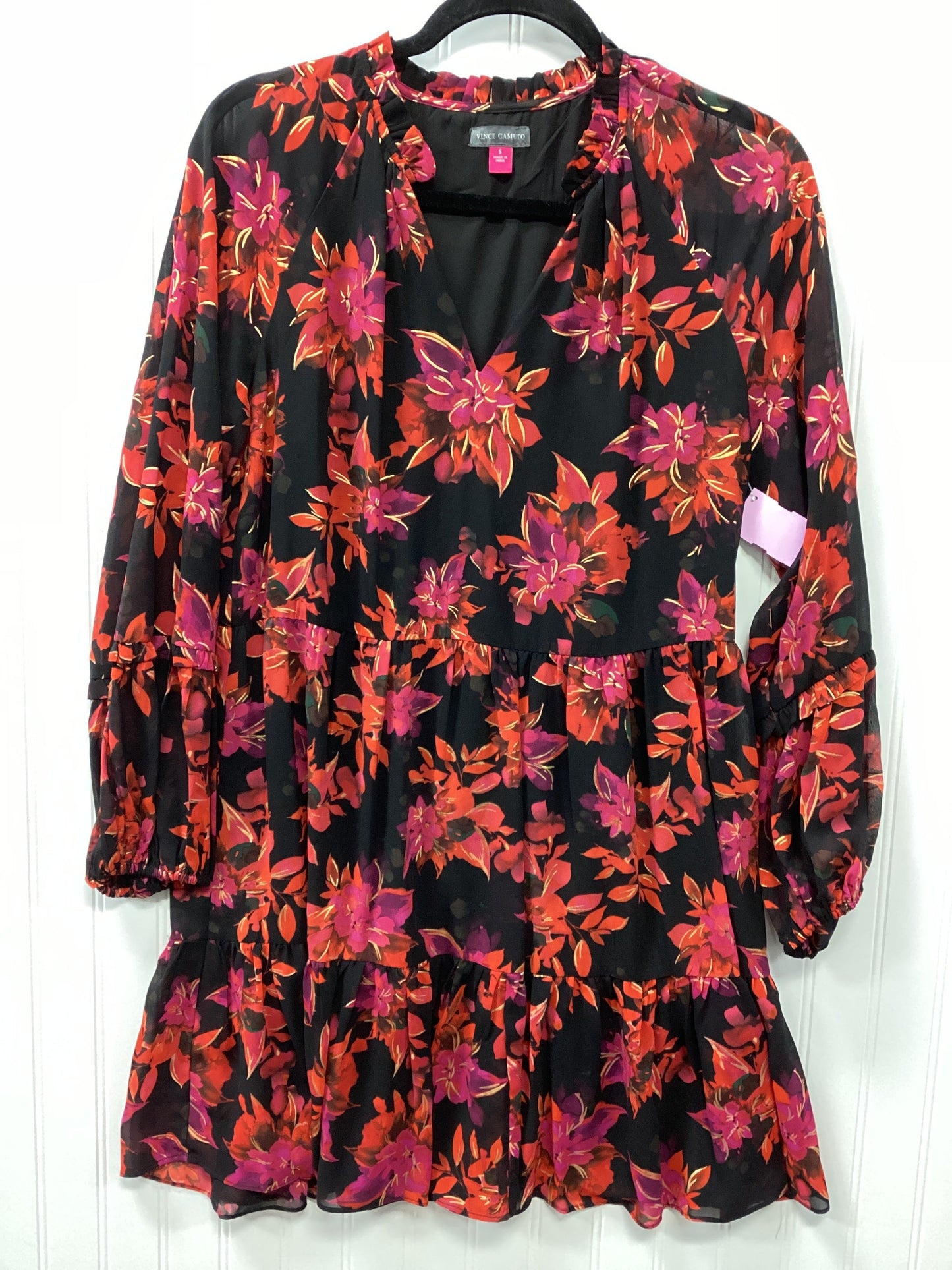 Dress Casual Midi By Vince Camuto In Black & Orange, Size:S