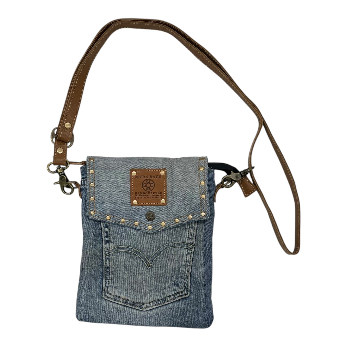 Crossbody By Myra In Blue Denim, Size:Medium
