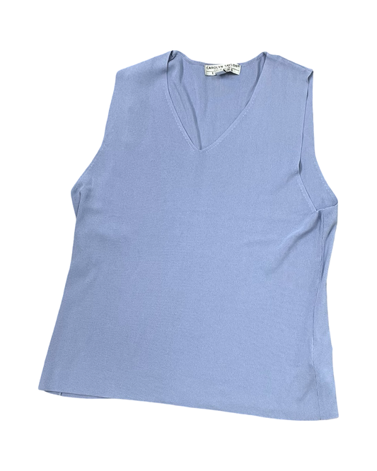 Top Sleeveless By Carolyn Taylor In Blue, Size:Xl