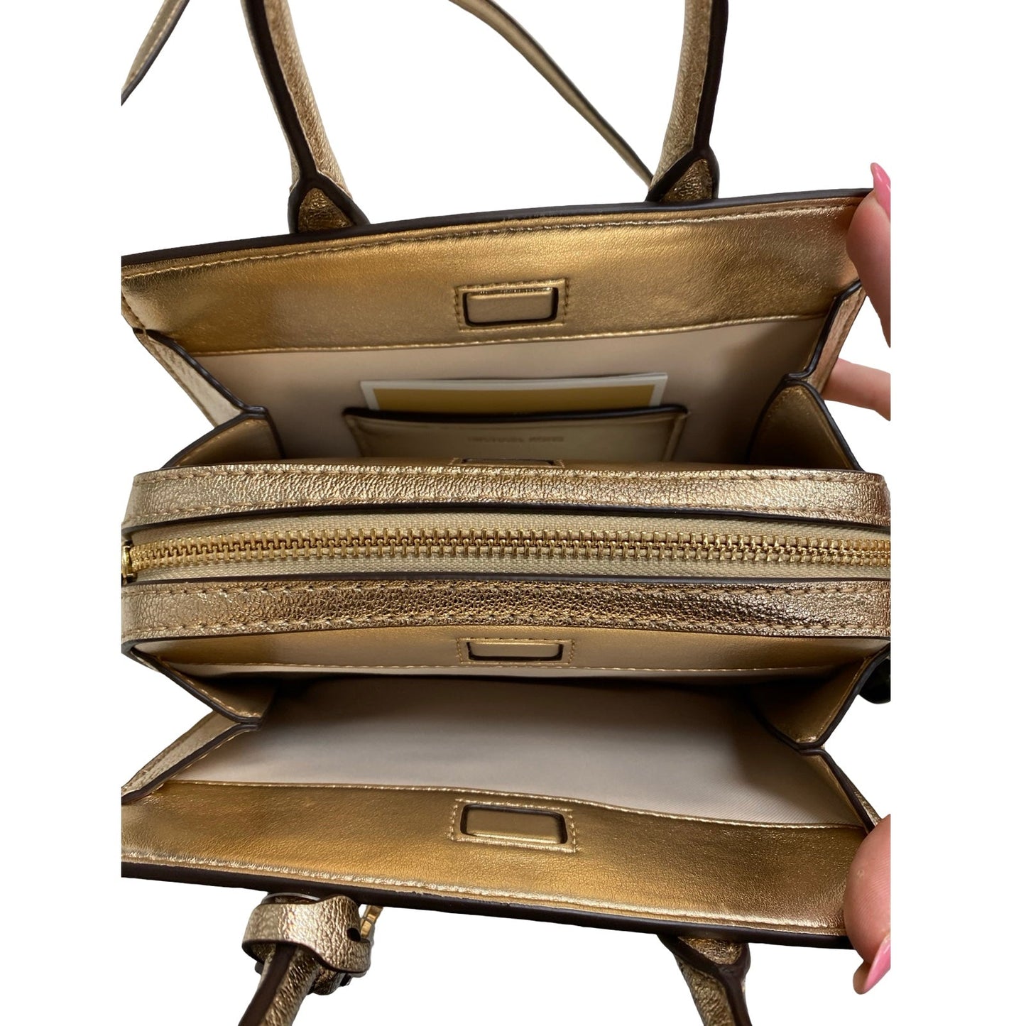 Handbag Designer By Michael Kors In Gold, Size:Small