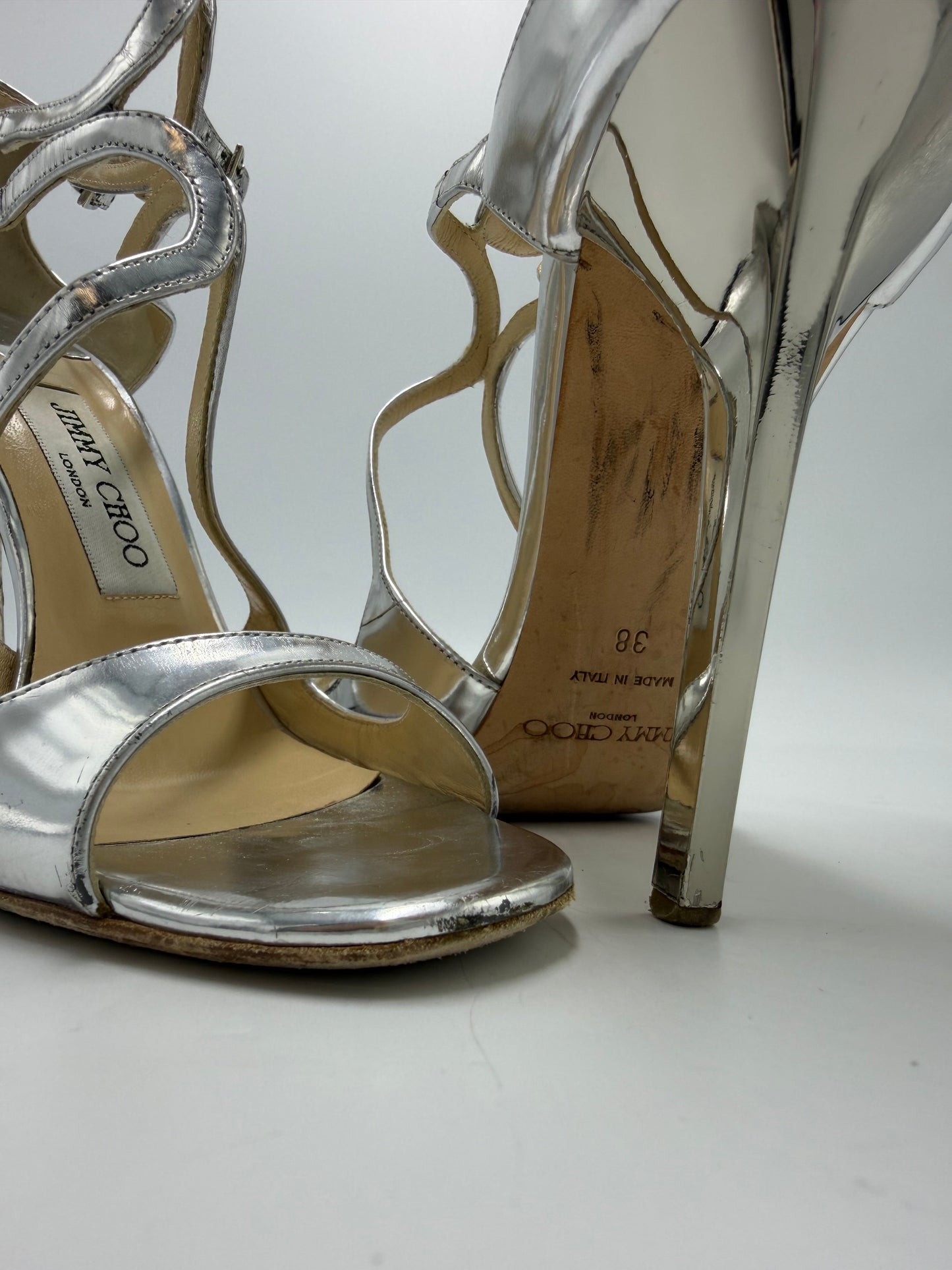 Shoes Luxury Designer By Jimmy Choo In Silver, Size: 8