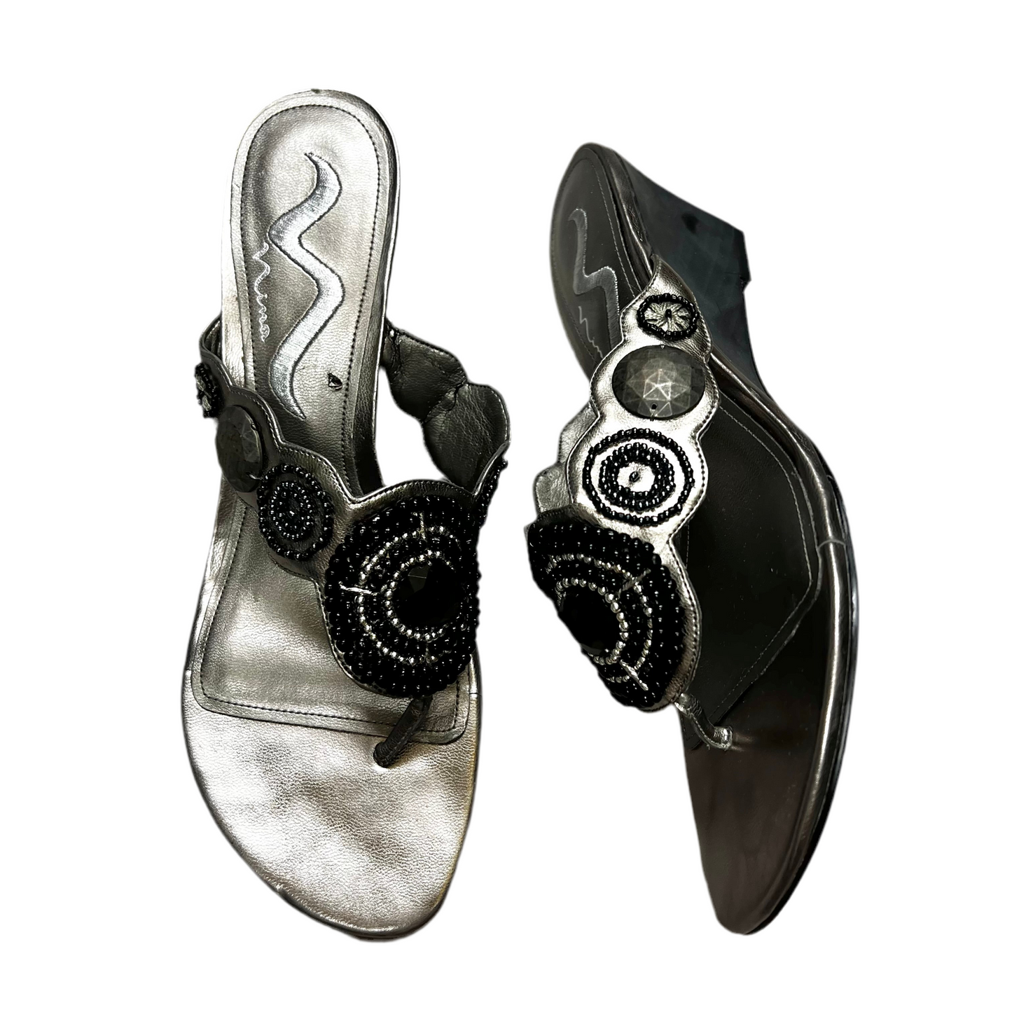 Shoes Heels Wedge By Nina In Silver, Size: 8