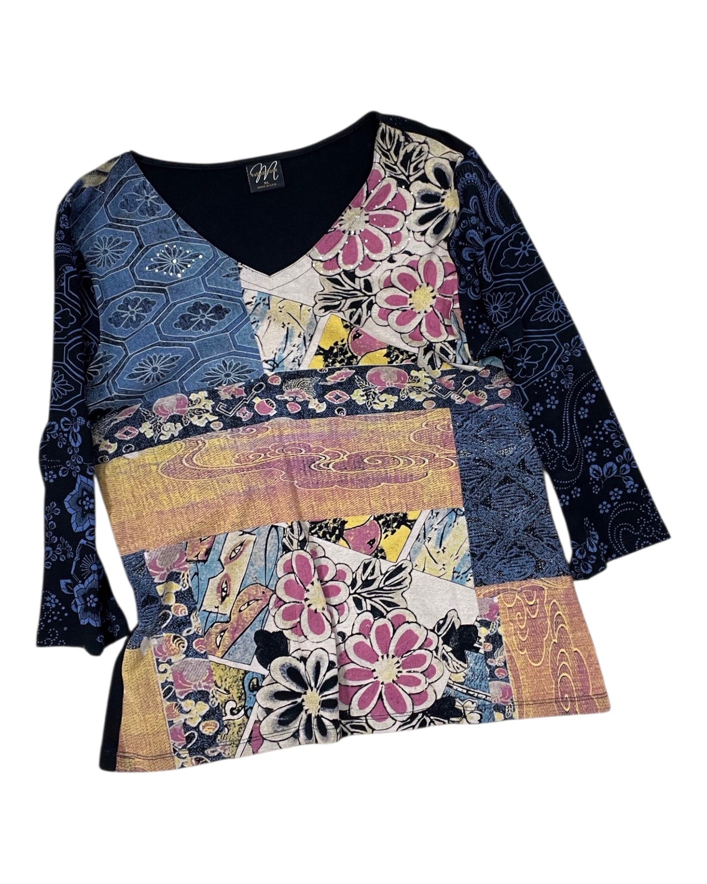 Top 3/4 Sleeve By Clothes Mentor In Blue, Size:Xl