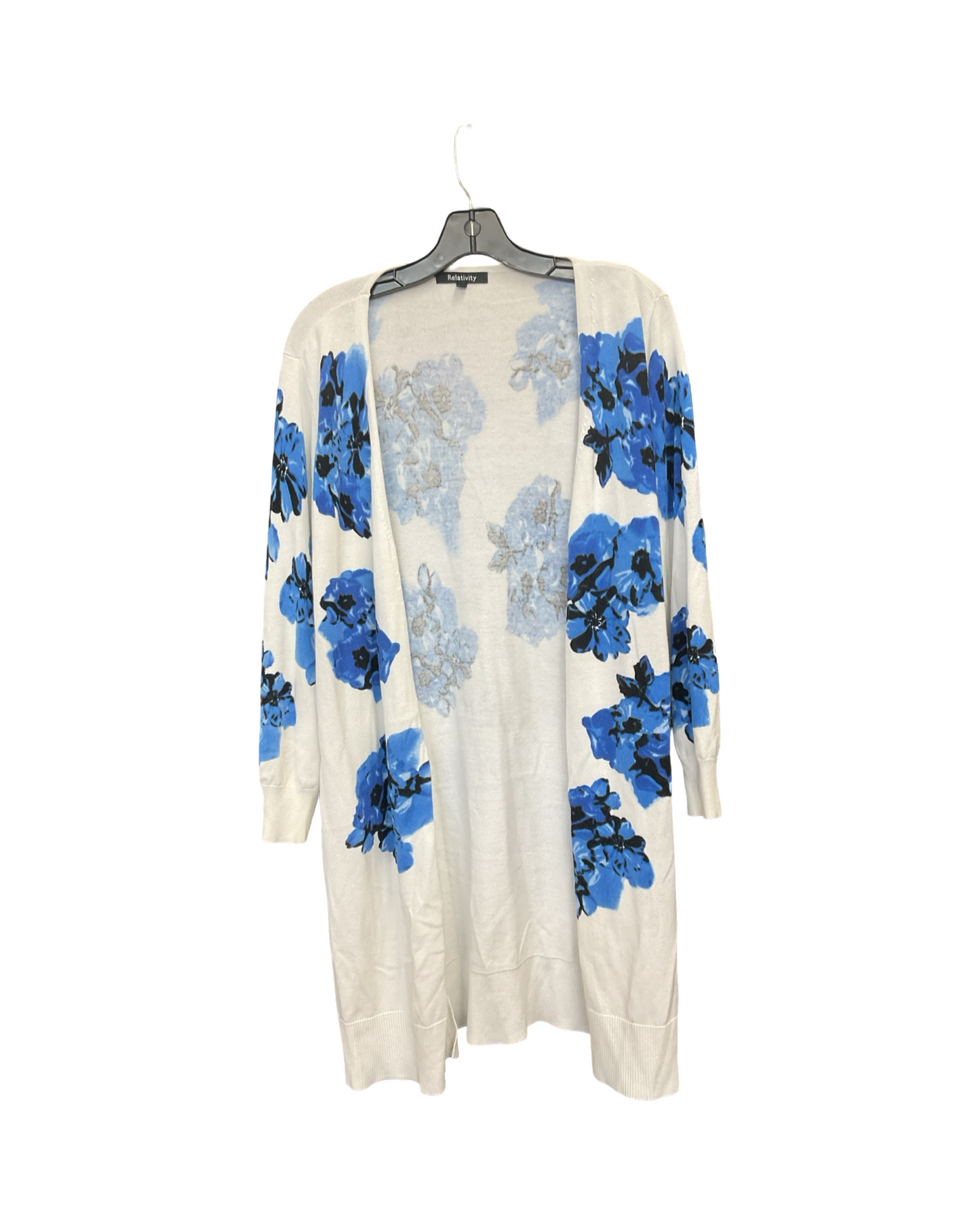 Cardigan By Relativity In Blue & White, Size:L