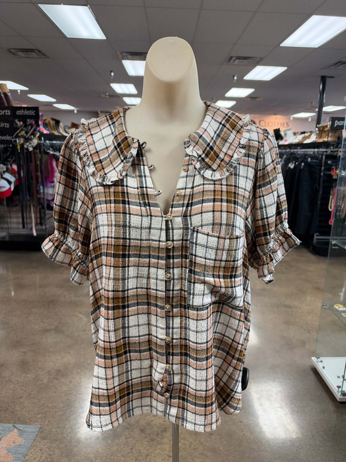 Top Ss By Pilcro In Plaid Pattern, Size:M