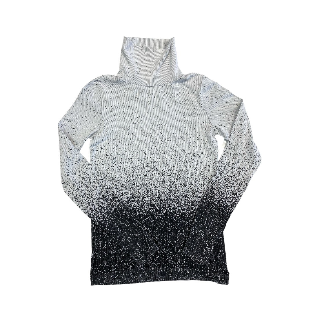 Athletic Top Ls Collar By Athleta In Black & White, Size:L