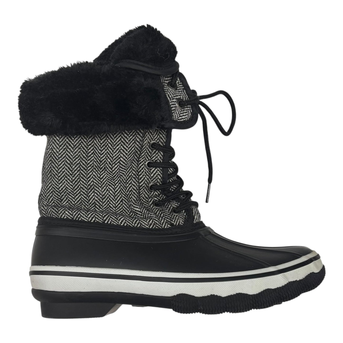 Boots Snow By Cme In Black & White, Size:7