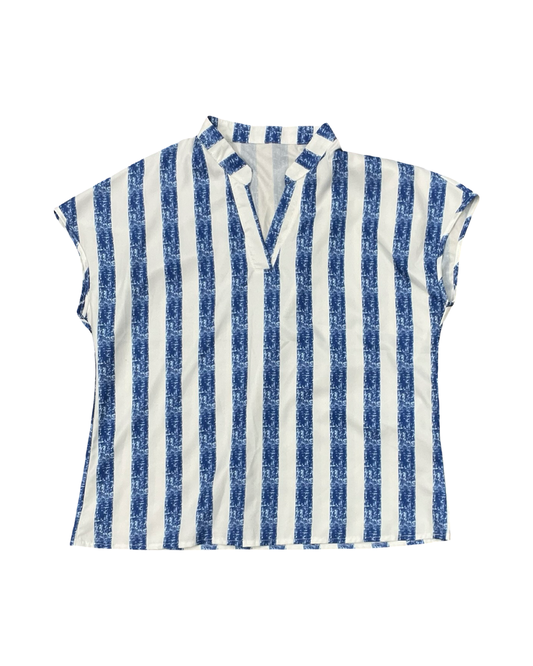 Top Sleeveless By Shein In Blue & White, Size:L